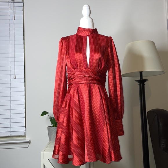 Alexis Red Striped Cocktail Dress - Picture 6 of 10